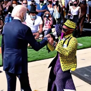 Artistic representation for Billy Porter defends kissing Joe Biden hand at Juneteenth event.