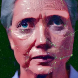 Artistic representation for A California bill would ban deepfakes that could swing the election. This is an example of a good title, it's concise, complete, intriguing,